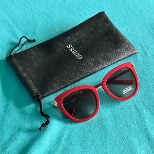 GUESS Red/ Gold Cat-Eye Sunglasses (GF6089)